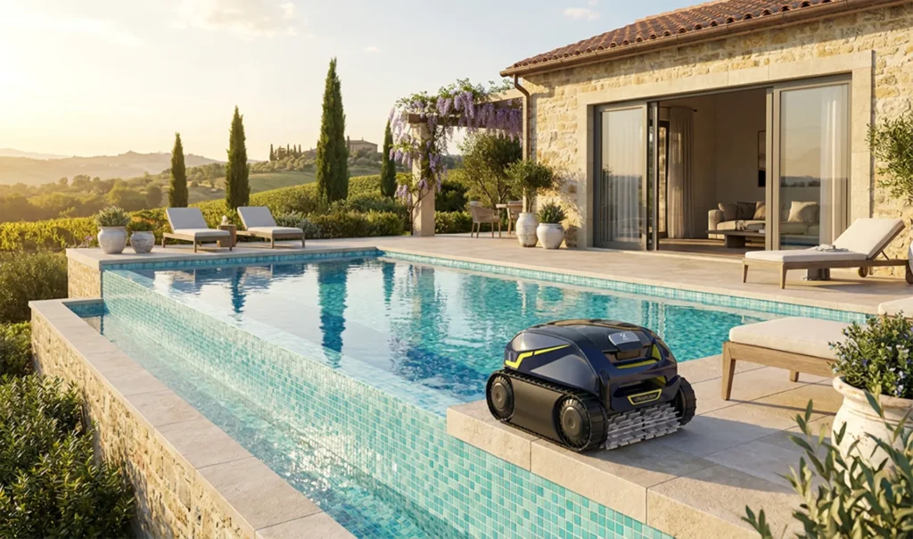 Robot per pulizia piscina a bordo vasca Robot per pulizia piscina a bordo vasca
